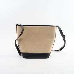 Celine Triiomphe Canvas Calfskin Bucket Bag Beige/Black
