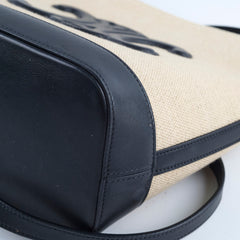 Celine Triiomphe Canvas Calfskin Bucket Bag Beige/Black