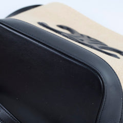 Celine Triiomphe Canvas Calfskin Bucket Bag Beige/Black