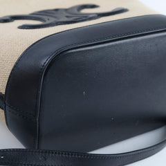 Celine Triiomphe Canvas Calfskin Bucket Bag Beige/Black