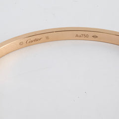 Cartier Small Model 10 Diamond Love Bracelet Pink Gold Size 16