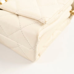 Chanel Calfskin Accordion Pearl Flap Bag White 28 Series