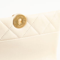 Chanel Calfskin Accordion Pearl Flap Bag White 28 Series