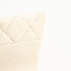 Chanel Calfskin Accordion Pearl Flap Bag White 28 Series