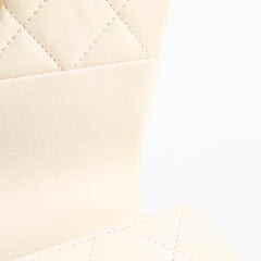 Chanel Calfskin Accordion Pearl Flap Bag White 28 Series