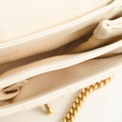 Chanel Calfskin Accordion Pearl Flap Bag White 28 Series