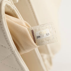 Chanel Calfskin Accordion Pearl Flap Bag White 28 Series