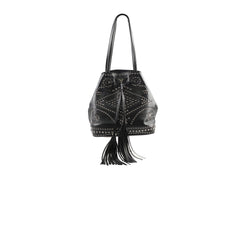 Prada Studded Drawstring Bucket Bag Black