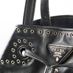 Prada Studded Drawstring Bucket Bag Black