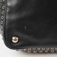 Prada Studded Drawstring Bucket Bag Black