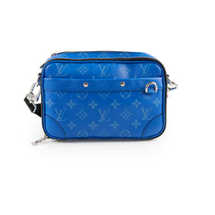 Louis Vuitton Taigarama Leather Messenger Bag Blue