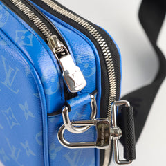 Louis Vuitton Taigarama Leather Messenger Bag Blue