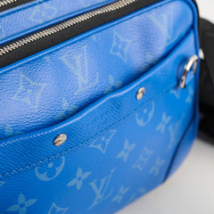 Louis Vuitton Taigarama Leather Messenger Bag Blue