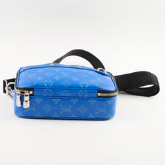 Louis Vuitton Taigarama Leather Messenger Bag Blue