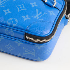 Louis Vuitton Taigarama Leather Messenger Bag Blue