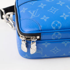 Louis Vuitton Taigarama Leather Messenger Bag Blue