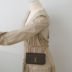 Saint Laurent Phone Case with Chain Olive