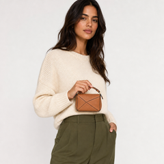 Loewe Mini Puzzle Bag Caramel - AI model shot (latina)
