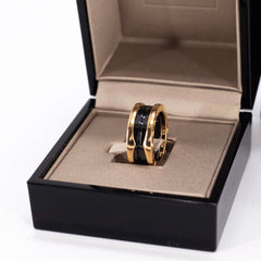Bvlgari B.zero1ring with two 18K  gold loops and a black ceramic spiral