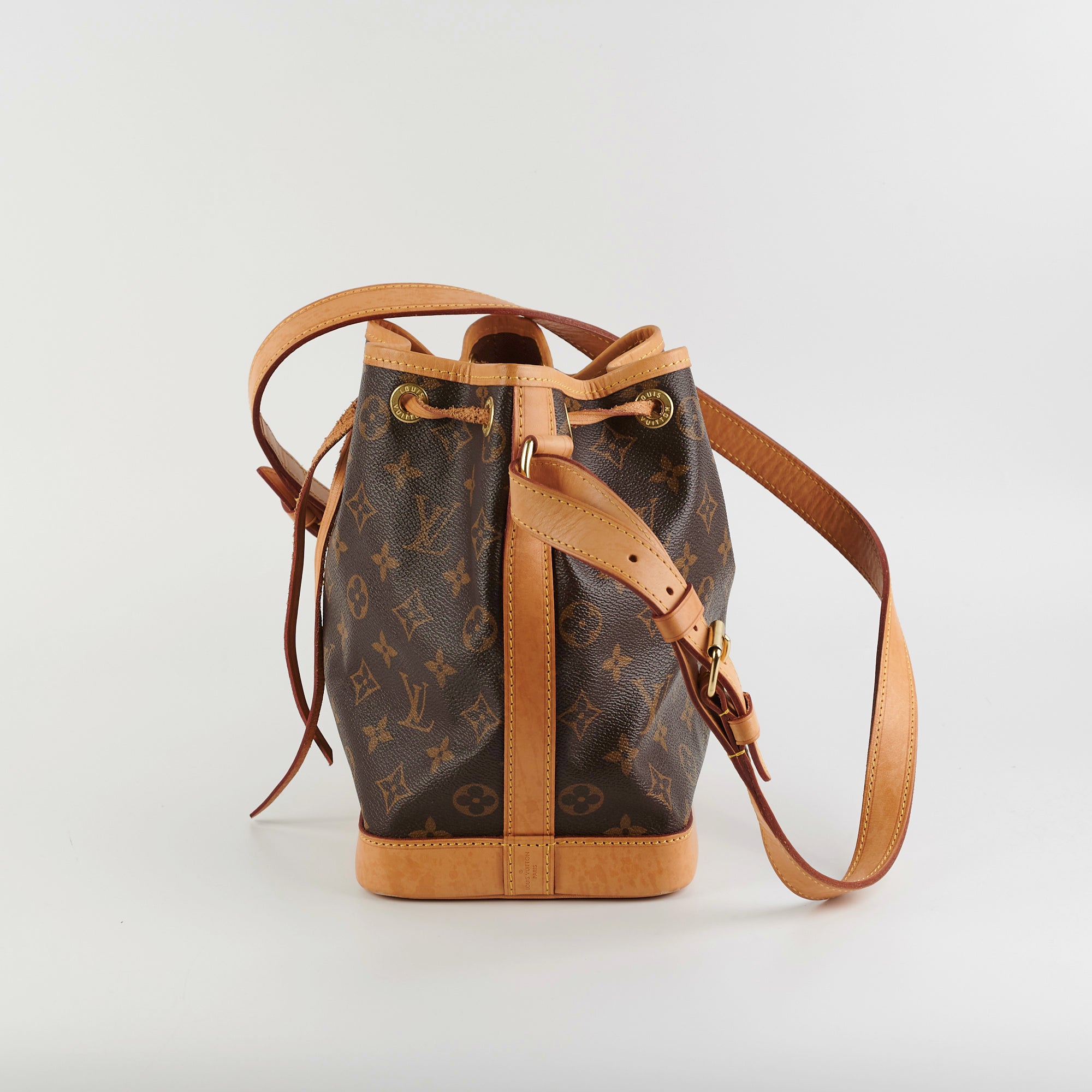Louis Vuitton Petite Noe Bucket & Drawstring Bag Brown Canvas for