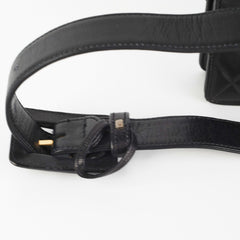 Chanel Vintage Square Mini Black Lambskin Belt Bag Size 70
