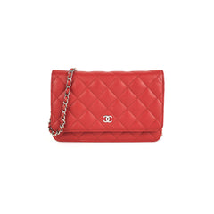 Chanel Caviar Wallet on Chain WOC Red