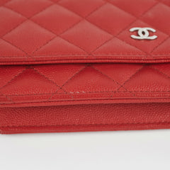 Chanel Caviar Wallet on Chain WOC Red