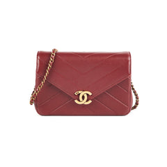 Chanel Mini Chevron Burgundy Crossbody Bag