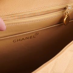 Chanel Vintage Square Caviar Beige Bag