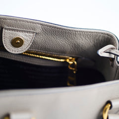 Prada Vitello Daino Shopping Tote Grey