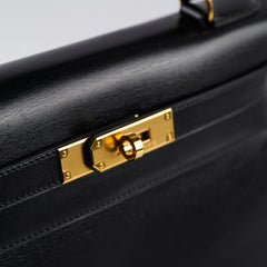 Hermes Kelly 28 Box Leather Noir - S circle stamp