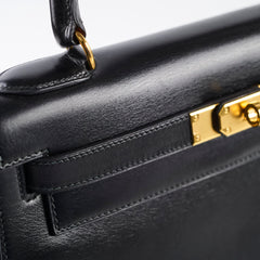 Hermes Kelly 28 Box Leather Noir - S circle stamp