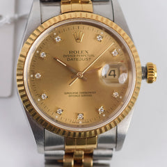 Rolex Datejust 36mm with Diamond Dial Watch Two Toned