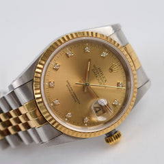 Rolex Datejust 36mm with Diamond Dial Watch Two Toned