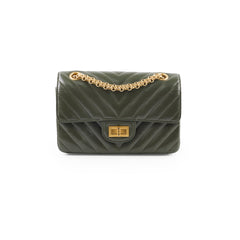 Chanel Mini 2.55 Chevron Reissue Khaki Green Microchipped