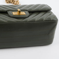 Chanel Mini 2.55 Chevron Reissue Khaki Green Microchipped