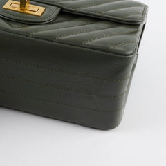 Chanel Mini 2.55 Chevron Reissue Khaki Green Microchipped