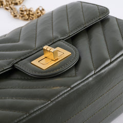 Chanel Mini 2.55 Chevron Reissue Khaki Green Microchipped