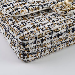 Chanel Tweed & Pearl Westminster Flap Bag Gold/White/Black