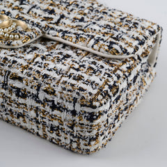Chanel Tweed & Pearl Westminster Flap Bag Gold/White/Black