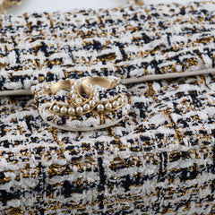 Chanel Tweed & Pearl Westminster Flap Bag Gold/White/Black
