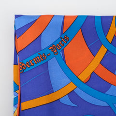 Hermes 90 x 90 Silk Scarf Carre Comme Histoire Blue/Brun