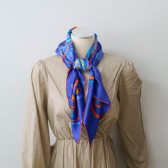 Hermes 90 x 90 Silk Scarf Carre Comme Histoire Blue/Brun