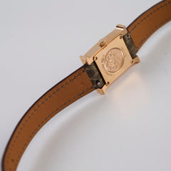 Hermes Heure H 21mm Mini Model Watch Rose Gold with Diamonds (Alligator Strap - Gris Elephant Grey)