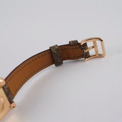 Hermes Heure H 21mm Mini Model Watch Rose Gold with Diamonds (Alligator Strap - Gris Elephant Grey)