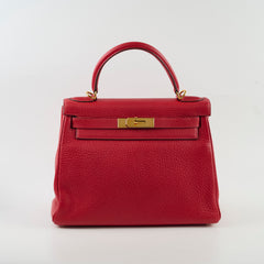 Hermes Kelly 28 Clemence Rouge Vif? - Square I Stamp