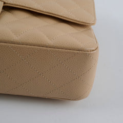 Chanel Caviar Medium/Large Double Classic Flap GHW Beige