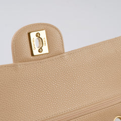 Chanel Caviar Medium/Large Double Classic Flap GHW Beige