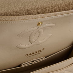 Chanel Caviar Medium/Large Double Classic Flap GHW Beige