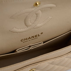 Chanel Caviar Medium/Large Double Classic Flap GHW Beige